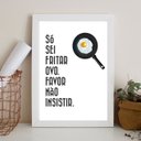 Ver imagem 1 de Quadro Divertido Cozinha Só Sei Fritar Ovo 33x24cm - com vidro:Madeira preta