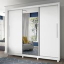 Ver imagem 2 de Guarda-roupa com Espelho 3 Portas e Pés Royale Branco Acetinado - Gelius Móveis