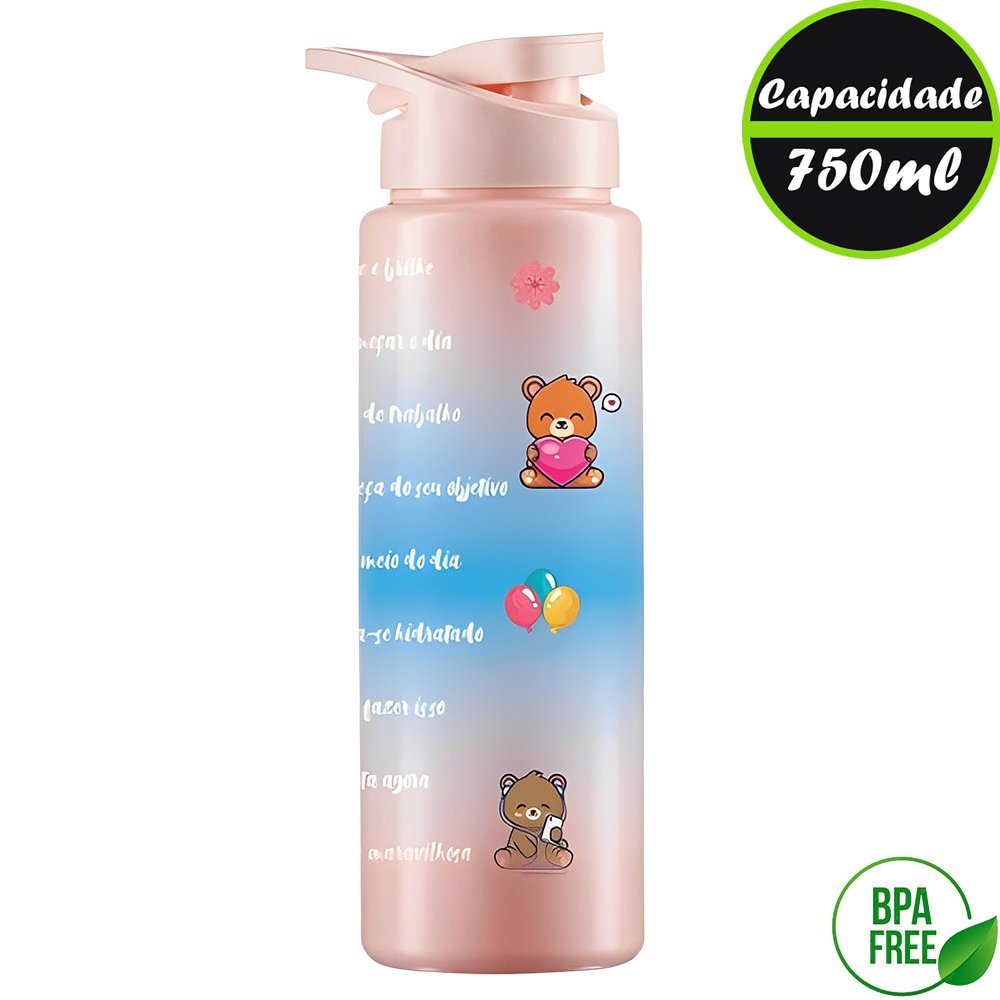 Garrafa Squeeze Sport Plástica Ursinho 750ml - 7