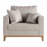 Poltrona Decorativa Benny Tecido Linho Com Pés Em Madeira:Creme - 2