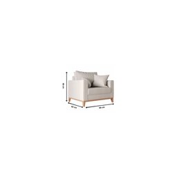 Poltrona Decorativa Benny Tecido Linho Com Pés Em Madeira:Creme - 6