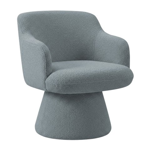 Poltrona Jade Base Cone Fixa Bouclé Azul Claro - Nexta Casa