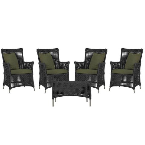 4 Poltronas e 1 Mesa Igapó Alumínio Fendi Corda Náutica E13 Preto