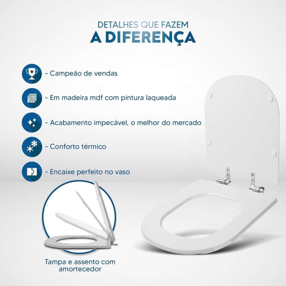 Tampa de Vaso Sanitário com Amortecedor Square Bege Claro para bacia Lorenzetti - 5