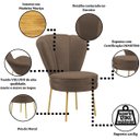 Ver imagem 4 de Cadeira para Recepção Moderna Sala de Espera Ergonômica Tecido Veludo Confortável Pés de Ferro