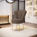 Ver imagem 1 de Cadeira para Recepção Moderna Sala de Espera Ergonômica Tecido Veludo Confortável Pés de Ferro