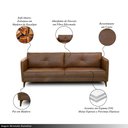 Ver imagem 3 de Sofá Sala de Estar Decorativo Living 204cm Pés de Madeira Peoria Couro Marrom Chocolate Manchado G93