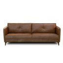 Ver imagem 1 de Sofá Sala de Estar Decorativo Living 204cm Pés de Madeira Peoria Couro Marrom Chocolate Manchado G93