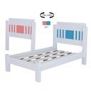 Ver imagem 4 de Cama de Solteiro 100% MDF 117x95,8cm Marina Branco/Azul/Rosa