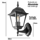 Ver imagem 3 de Arandela Colonial Clássica 4 Vidros em Alumínio Preto