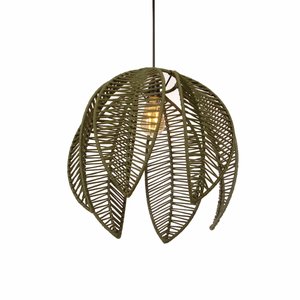 Lustre Pendente Pétala Boho Corda Náutica Sala Quarto:verde Musgo