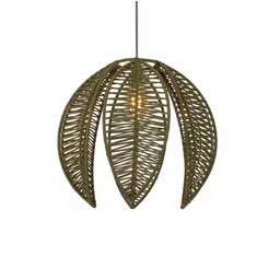 Lustre Pendente Pétala Boho Corda Náutica Sala Quarto:verde Musgo - 3