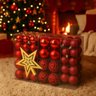 Kit 100 Bolas Vermelho Mista Lisas Glitter Decoração Enfeite Árvore Natal Ponteira (brinde) Luvinco - 6