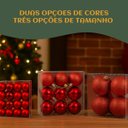 Ver mais imagens de Kit 100 Bolas Vermelho Mista Lisas Glitter Decoração Enfeite Árvore Natal Ponteira (Brinde) Luvinco