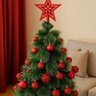 Kit 100 Bolas Vermelho Mista Lisas Glitter Decoração Enfeite Árvore Natal Ponteira (brinde) Luvinco - 9