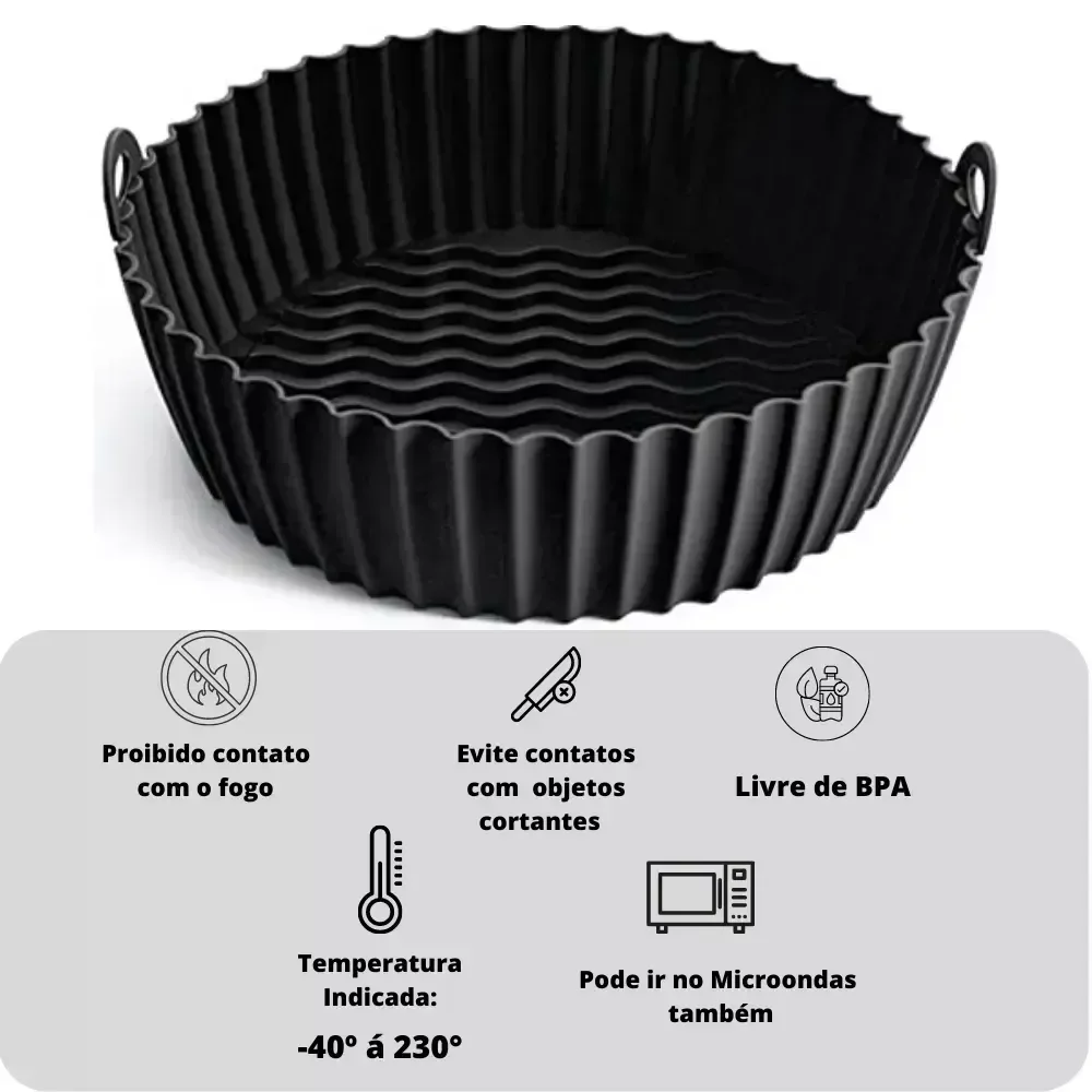 Ver imagem 6 de Forma para Air Fryer de Silicone Reutilizável Antiaderente Forro 20 Cm:vermelho