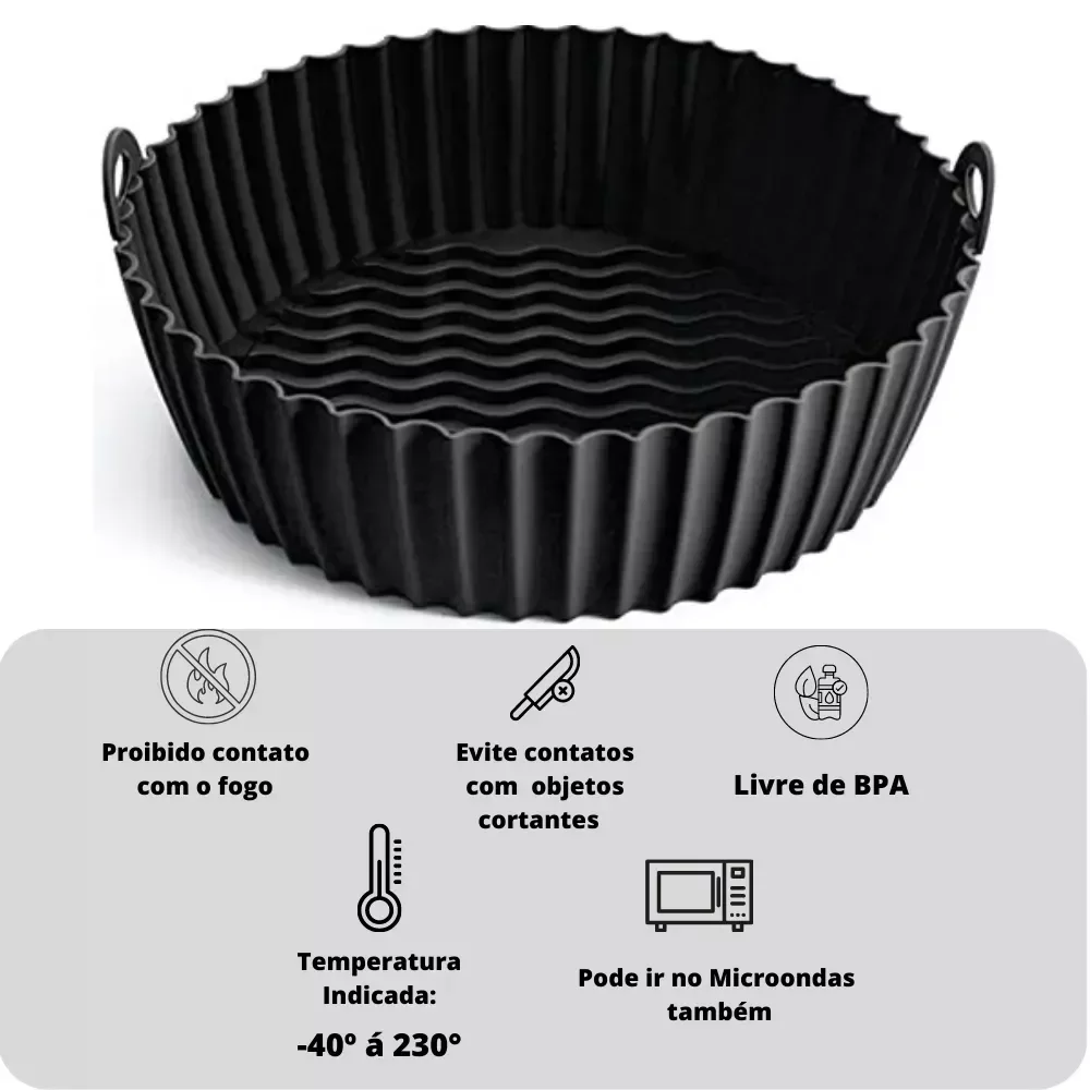 Forma Para Air Fryer De Silicone Reutilizável Antiaderente Forro 20 CM:VERMELHO - 6