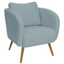 Ver imagem 1 de Poltrona Decorativa Dana Pés Palito Madeira Castanho Bouclé Azul Claro - Nexta Casa