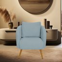 Ver imagem 2 de Poltrona Decorativa Dana Pés Palito Madeira Castanho Bouclé Azul Claro - Nexta Casa