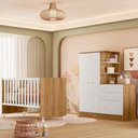 Ver imagem 4 de Quarto de Bebê com Berço e Guarda Roupa com Cômoda Doce Sonho Freijó Branco Qmovi