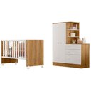 Ver imagem 1 de Quarto de Bebê com Berço e Guarda Roupa com Cômoda Doce Sonho Freijó Branco Qmovi