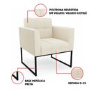 Ver imagem 3 de Poltrona Sala Decorativa Kit 2 Elisa Base Industrial Preta Cotelê Ext/veludo Bege D03 - D’Rossi