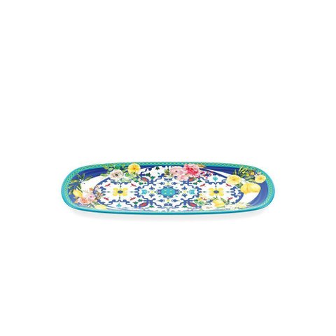 Bandeja Retangular Rasa Pequena Flower &amp; Lemon em Melamina -39,5x16,5xh2,5 Cm- Guzzini
