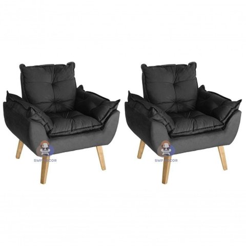 Kit 02 Poltrona Opala Preto