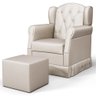 Poltrona de Amamentação e Descanso com Balanço e Puff Lucy P04 Sintético Bege - Mpozenato - 1