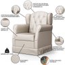 Poltrona de Amamentação e Descanso com Balanço e Puff Lucy P04 Sintético Bege - Mpozenato - 3
