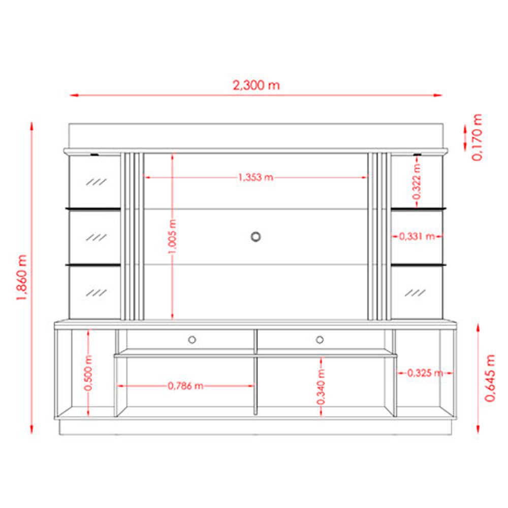 Home Theater Frizz Gold Para TV até 55 Polegadas Madetec Titânio Com Carvalho - 4