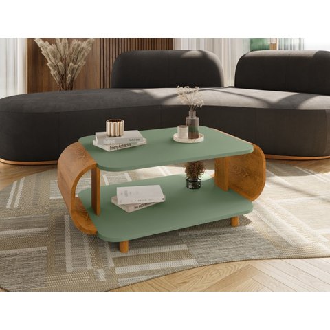 Mesa Centro Floripa Design Orgânico Redonda MDP 15 mm:Pistache/Naturale