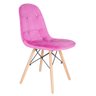 Cadeira estofada Charles Eames Eiffel Botonê com assento de veludo Rosa pink e pés de madeira - 1