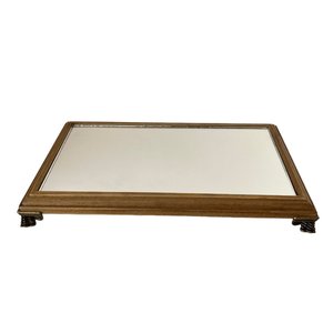 Bandeja Espelhada de Madeira Envernizada - Retangular para Lavabo / Bar / Sala