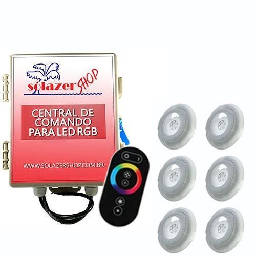 Led Piscina - Kit 6 Led RGB 9W Luxpool + Central de comando + Controle touch - 1