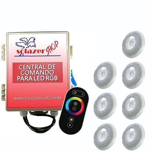 Led Piscina - Kit 7 Led RGB 9W Luxpool + Central de comando + Controle touch - 1