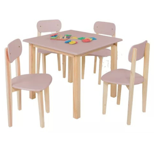 Conjunto Mesa Infantil com 4 Cadeiras Multicolorida:rosé