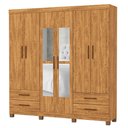 Ver imagem 2 de Guarda-roupa Casal Mondo 6 Portas 4 Gavetas com Pés e Espelho Cinamomo - Pnr Móveis
