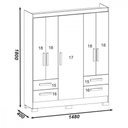 Ver imagem 4 de Guarda-Roupa Casal com Espelho 5 Portas 4 Gavetas Amadeirado e Off White Vitoria Atualle