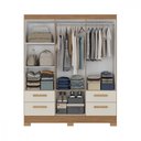 Ver imagem 3 de Guarda-Roupa Casal com Espelho 5 Portas 4 Gavetas Amadeirado e Off White Vitoria Atualle