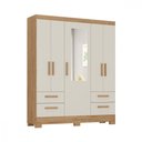 Ver imagem 2 de Guarda-Roupa Casal com Espelho 5 Portas 4 Gavetas Amadeirado e Off White Vitoria Atualle
