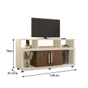 Ver imagem 4 de Rack Bancada Sala com Pés de Rodinha e 2 Portas Star 135x70cm Off White / Canela