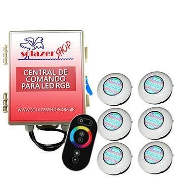 Led Piscina RGB - Kit 6 Easy Led 70 com Central e Controle Touch - 1