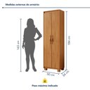 Ver imagem 3 de Sapateira Multiuso 2 Portas 5 Prateleiras com Pés 184cm Bliss Marrom Amêndoa Clean