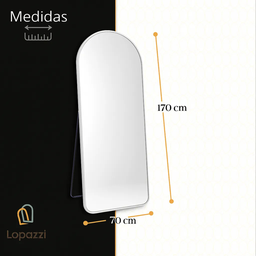 Espelho Base Reta com Moldura Alumínio Prata Corpo Inteiro 170x70 Cm C/ Suporte de Chão e Parede - 11