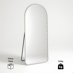Espelho Base Reta com Moldura Alumínio Prata Corpo Inteiro 170x70 Cm C/ Suporte de Chão e Parede - 12