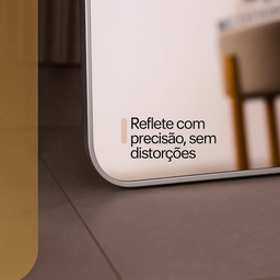 Espelho Base Reta com Moldura Alumínio Prata Corpo Inteiro 170x70 Cm C/ Suporte de Chão e Parede - 10