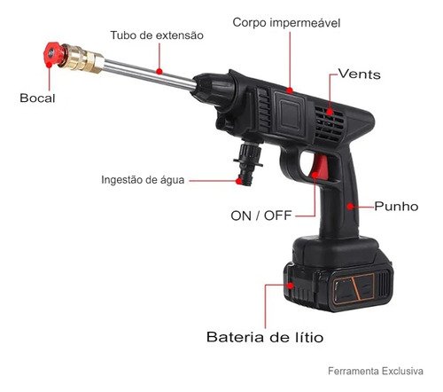 Lavadora de Alta Pressão Pistola Lava Jato Recarregável - 9