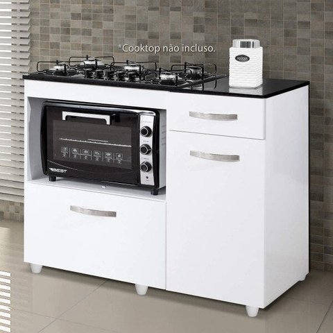 Balcão para Cooktop 2 Portas 1 Gaveta Violeta Kaiki Móveis