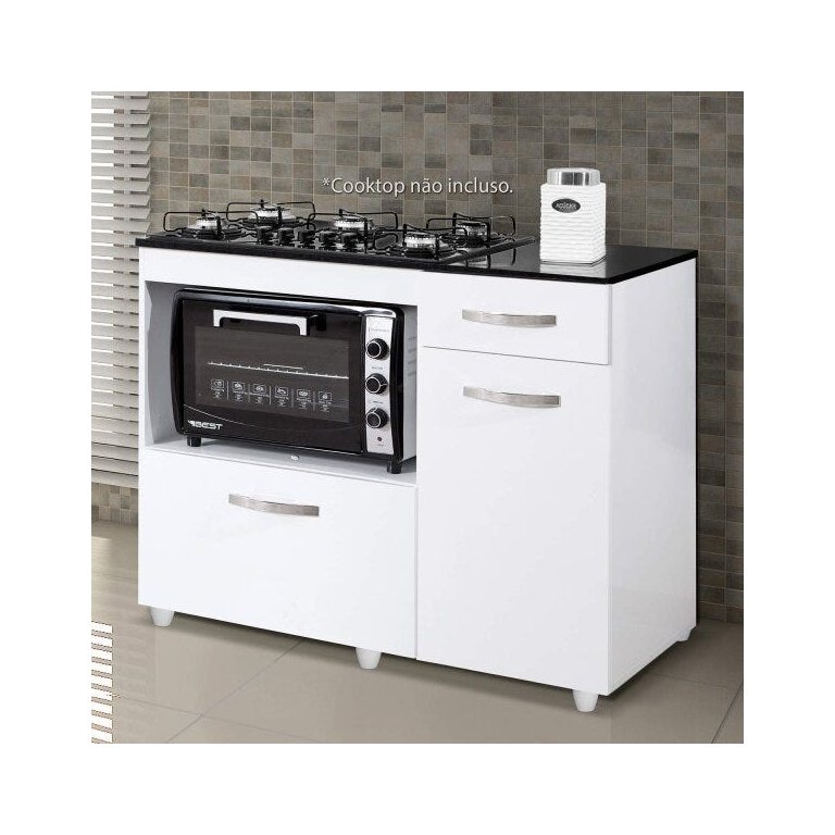 Balcão para Cooktop 2 Portas 1 Gaveta Violeta Kaiki Móveis
